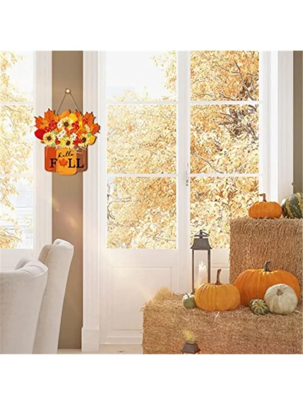 Fall Wooden Sign Thanksgiving Decoration for Home Hello Fall Door Sign